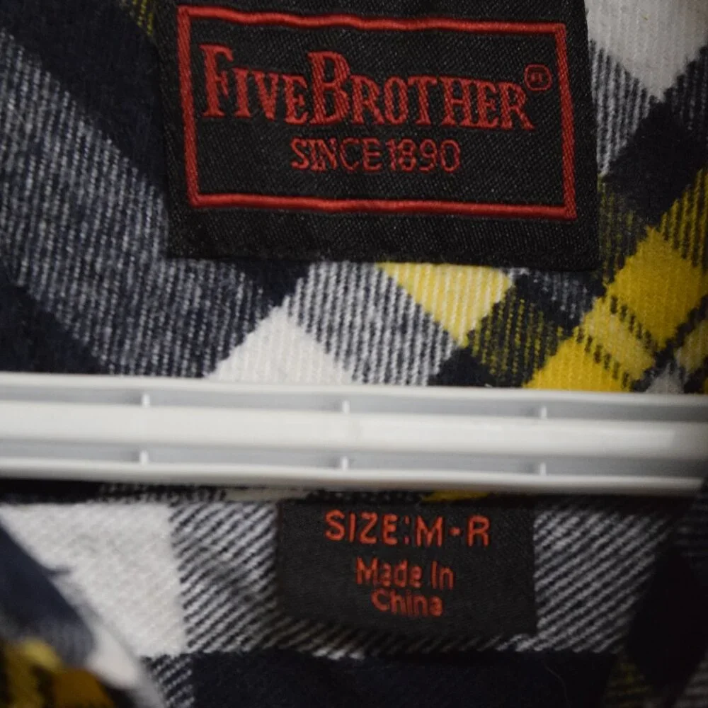 Five Brother Thick Flannel Mens Sz M - R Academia Collegiant School Pride WARM!